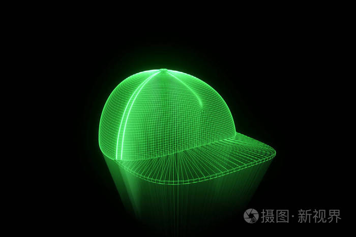 在线框全息图风格的 3d 帽帽。漂亮的 3d 渲染