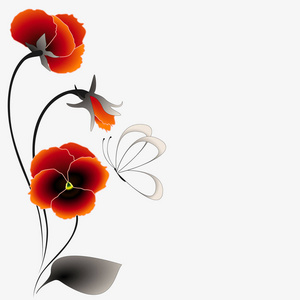 三色堇花与蝴蝶花卉背景图片