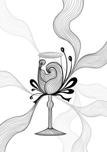 蕾丝花蝴蝶结黑色白色美丽抽象酒杯