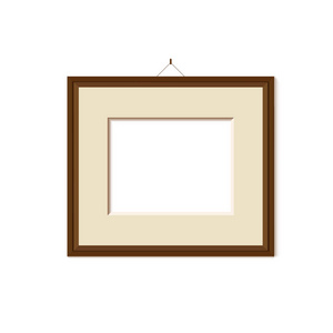 绘画或图片在白色背景上的木制框架。经典风格组成。空白图片框模板。产品样机或演示文稿的现代设计元素