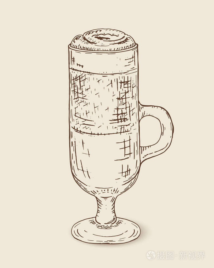 手绘草图咖啡杯矢量图