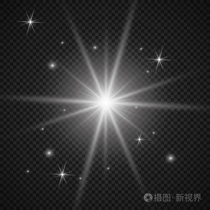 明亮的星星.透明光泽渐变闪闪发光,明亮的火光.眩光纹理