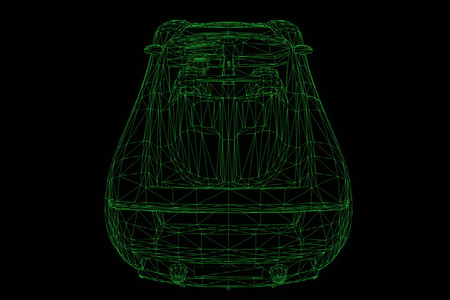 赛车汽车全息线框。漂亮的 3d 渲染