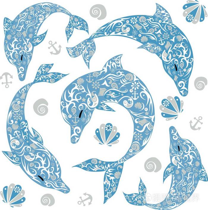 海豚的绘图中,一种海洋动物