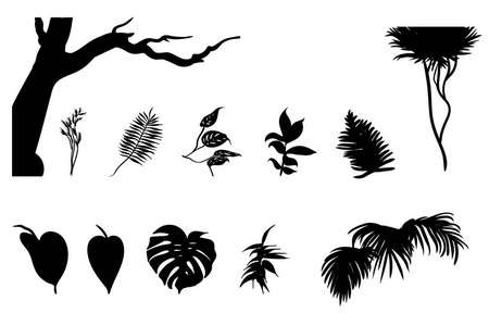 黑色丛林植物剪影集