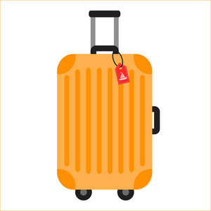 橙色的旅行行李手提箱