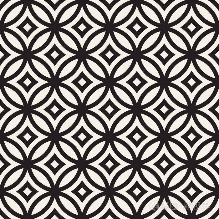 无缝的几何圆形的线条图案矢量.抽象的几何背景设计