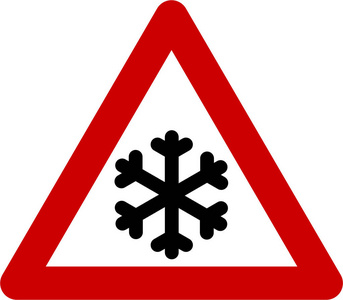 警告标志与冰