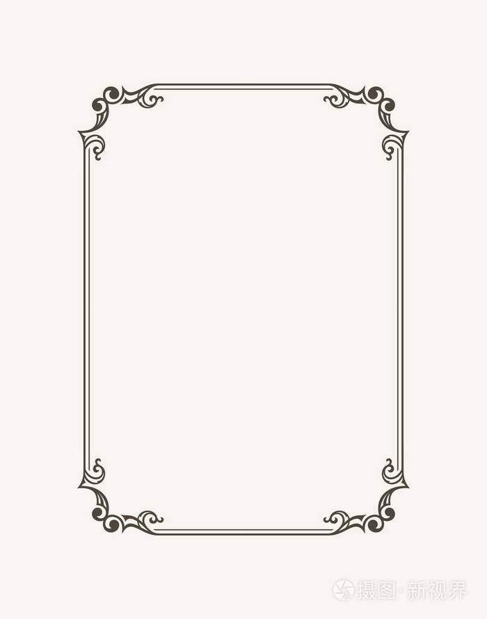 老式的书法框架黑色和白色矢量边框的邀请文凭证书明信片