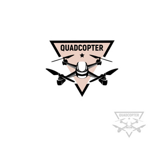 粉红色的孤立三角形形状颜色直升机 logo 白色背景, 无人驾驶的飞行器