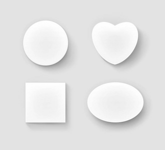 向量集的空白白色圆形圆形椭圆形广场和形状密切起来顶视图分离背景上的心礼品盒