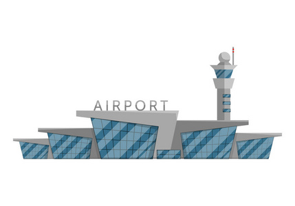 机场建设被孤立在白色背景上的平面样式