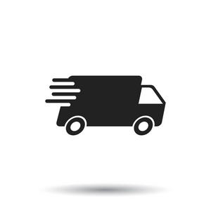 送货卡车矢量图。快速交货服务航运图标。商务，市场营销或移动应用程序的互联网概念简单平象形图