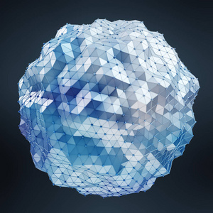 浮白色和蓝色发光球体网络 3d 渲染