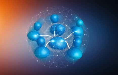3d 渲染数字蓝色社会网络