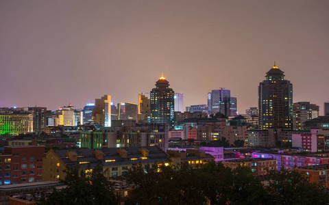 北京从夜间高空拍摄图片