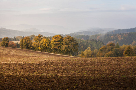秋天在德国山脉和森林撒克逊瑞士是