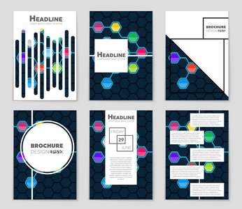 抽象矢量布局背景集。艺术模板设计 列表 页面 样机宣传册主题样式 横幅 想法 封面 小册子 打印 传单，书，空