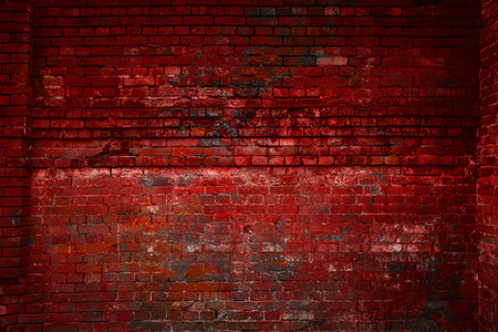 红砖墙。 自由空间。 老式砖表面。 旧的背景。 设计艺术背景