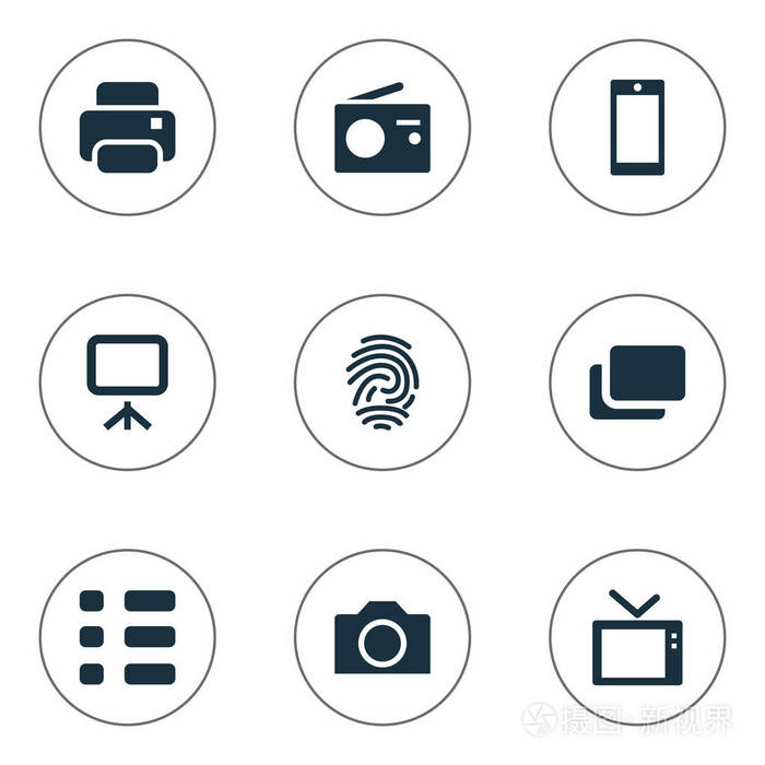 矢量图组的简单小工具图标.