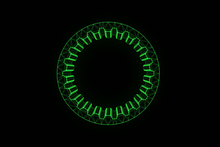 命运的齿轮齿轮在全息图线框风格。漂亮的 3d 渲染