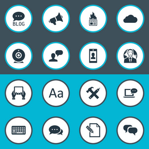 矢量图组的简单用户图标。元素配置文件 争论 八卦和其他同义词谈话，天阴及合同