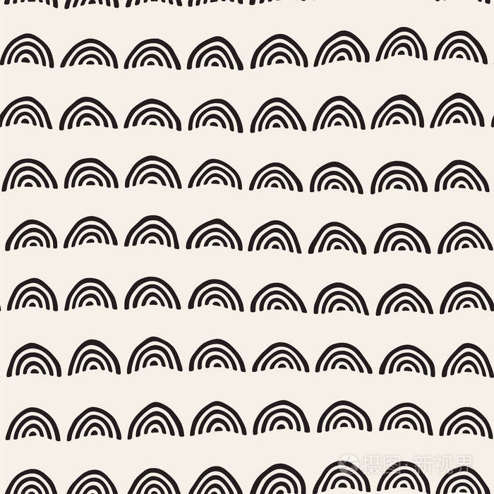 简单手工绘制纹理.与圆形漆黑线矢量背景