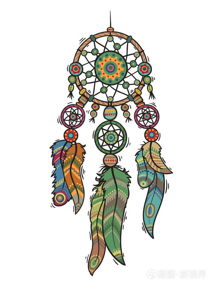 捉白色背景图上孤立的向量波西米亚风元素