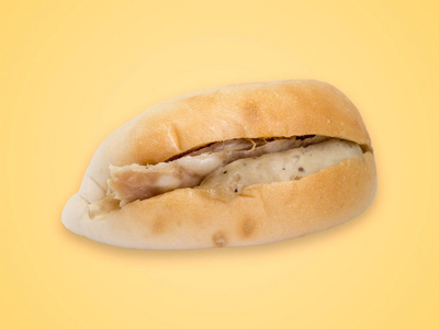 巴恩米越南三明治面包与猪肉内隔离的颜色背景。