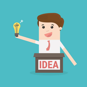 商人跳出框框,想出主意.照片