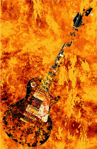 燃烧的黑色摇滚吉他图片