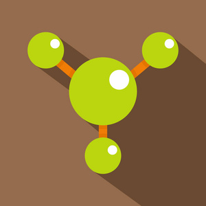 抽象的绿色分子图标，平面样式