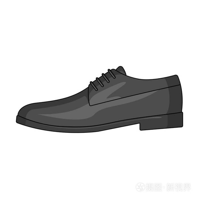 男装系着鞋带有发亮的皮鞋鞋穿西装不同的鞋子单单色风格矢量符号股票