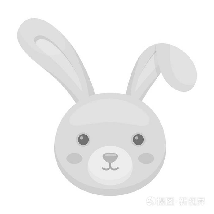 灰色长耳朵的兔子.复活节的单色风格矢量符号股票插画的单个图标