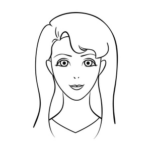 阿凡达的女孩，白头发。阿凡达和脸上的单个图标在大纲样式矢量符号股票图