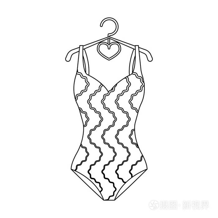 插画 明亮的条纹的泳衣在彩虹的颜色.海滩女性形式.