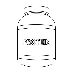 银行标记蛋白。体育在肌肉生长的营养补充剂。健身房锻炼单个图标在大纲样式矢量符号股票图