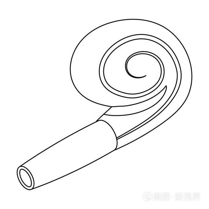 用一条丝带喜庆口哨方和缔约方单在大纲样式矢量符号股票图中的图标