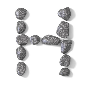 制成的岩石字母 H 3d 字体