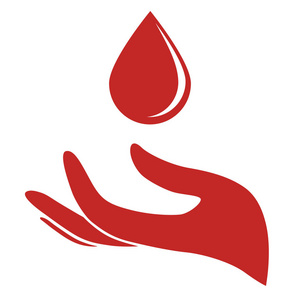 一滴血在白色背景上的手照片