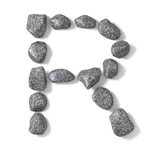 制成的岩石字母 R 3d 字体