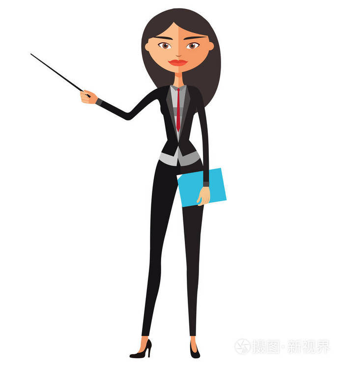 女秘书赠物.矢量平面卡通插画