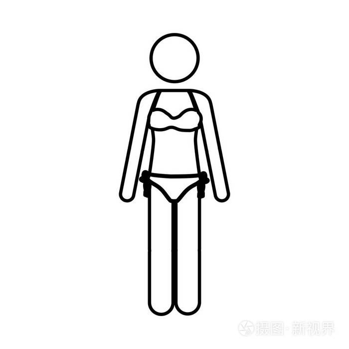 单色轮廓象形图的女人的比基尼和胸罩肩带插画-正版商用图片0y4x5j-摄
