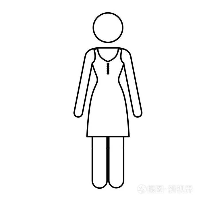 单色轮廓象形图的衣服的女人