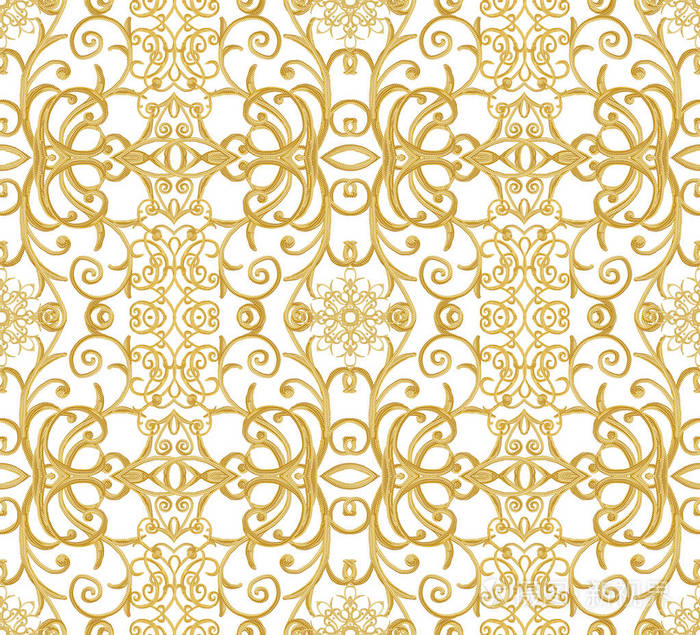 纹理的金色卷发.东方风格蔓藤花纹.辉煌的花边,程式化的花.