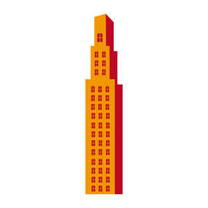 橙色的轮廓颜色与摩天大楼建设