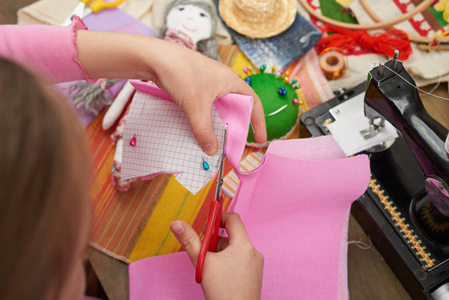 小百货,顶视图,裁缝工作场所,许多人反对做针线活,手工制作