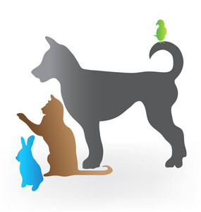 猫的狗兔和鹦鹉的标志