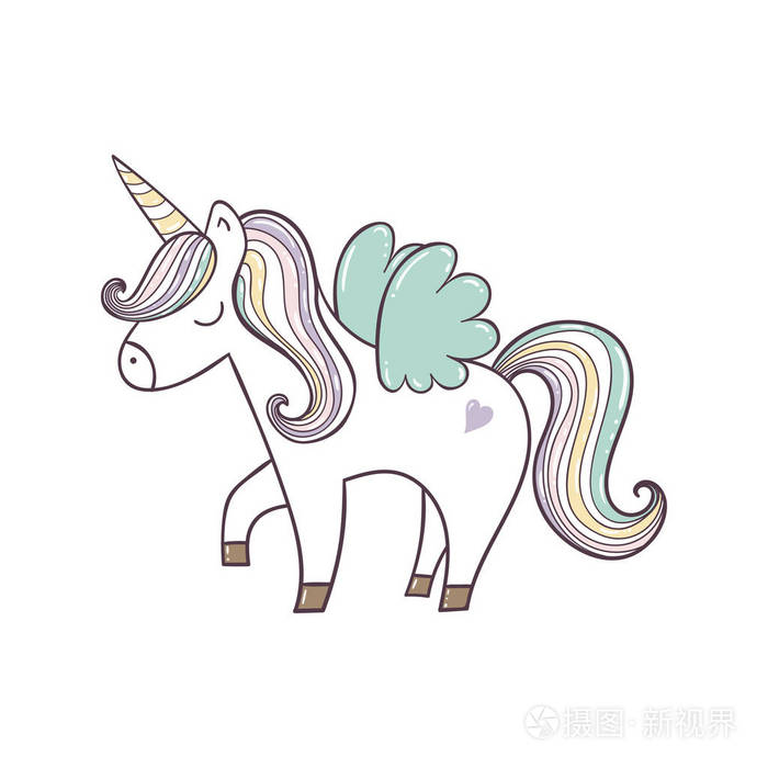 可爱的独角兽.矢量