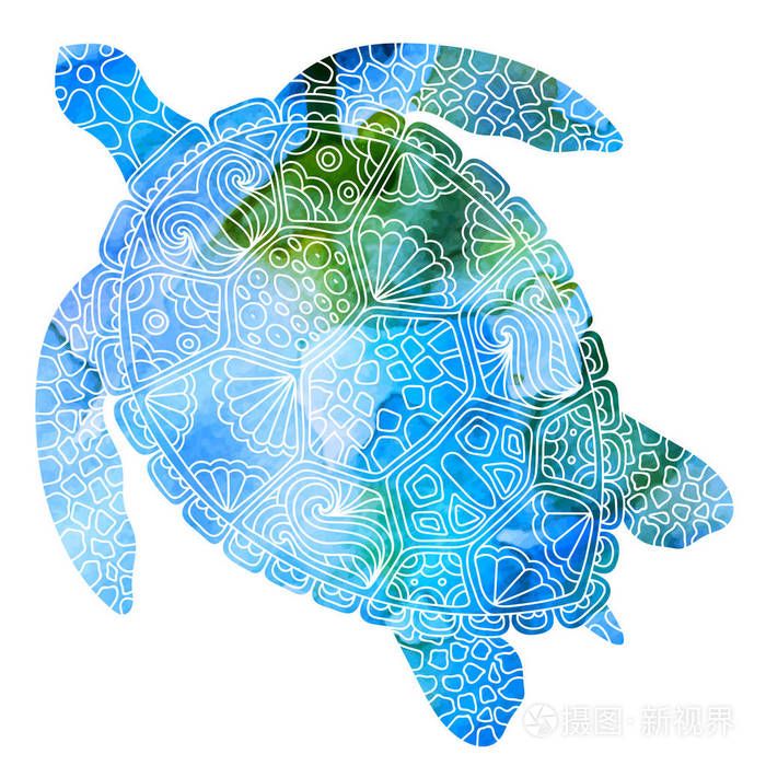 龟(龟) 剪影机智的矢量抽象插画